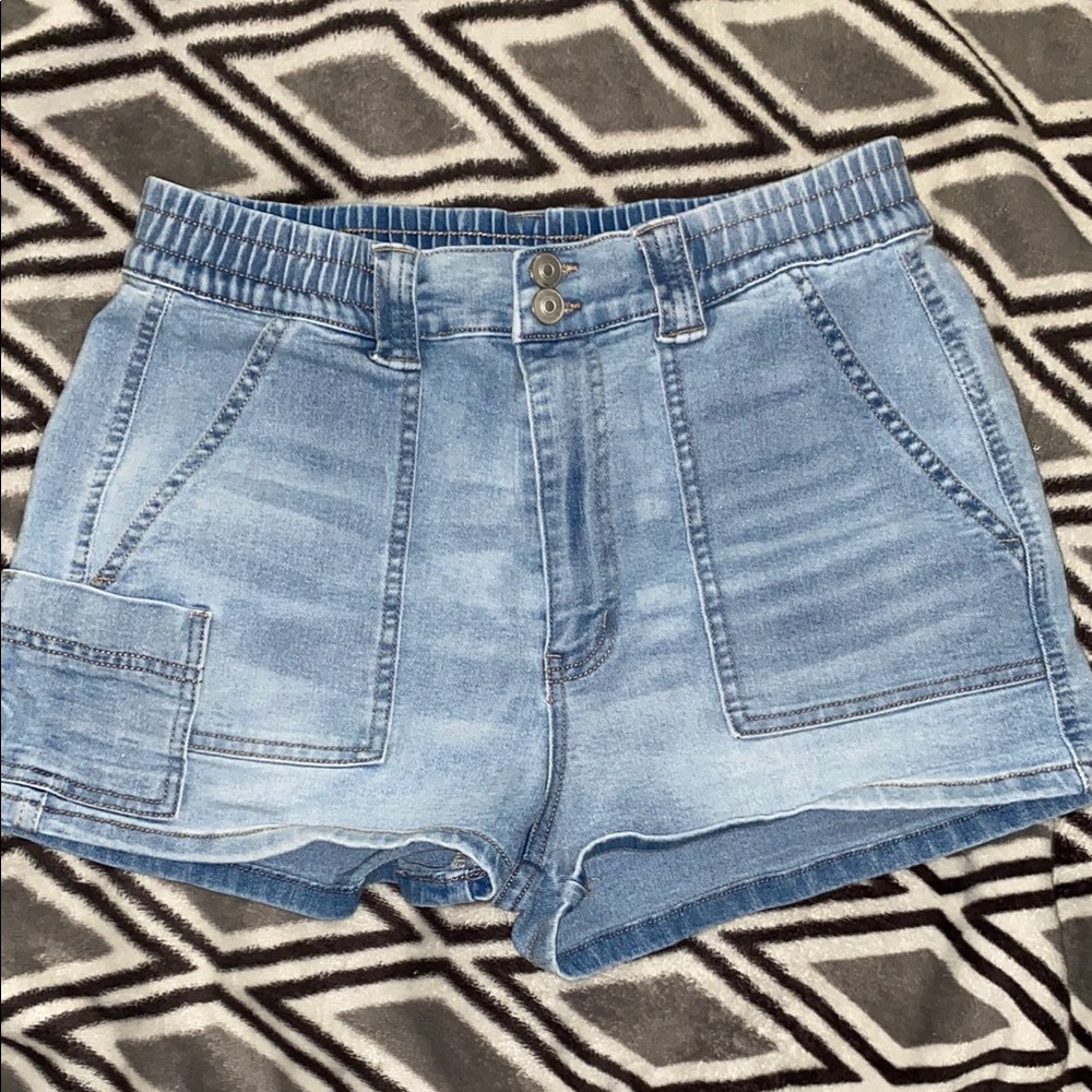 No Boundaries Blue Jean Shorts with Cuffed Hem